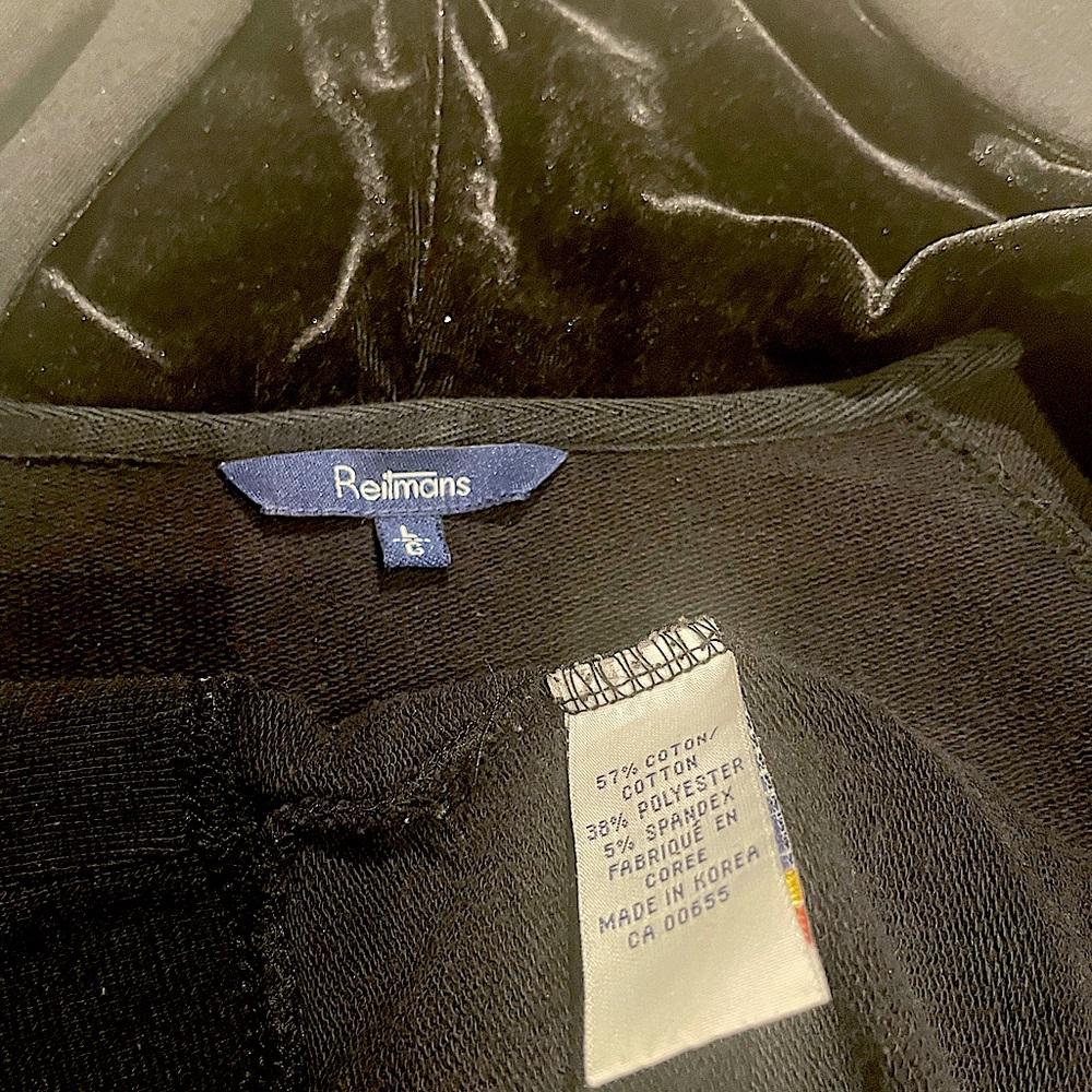 Reitmans Classic Black Hoodie with velvet trim - Picture 3 of 3